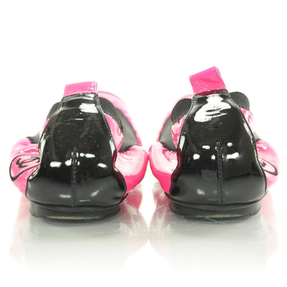 Chanel Patent Elastic Cap Toe Ballet Flats 36 Hot Pink Black 3 of 8