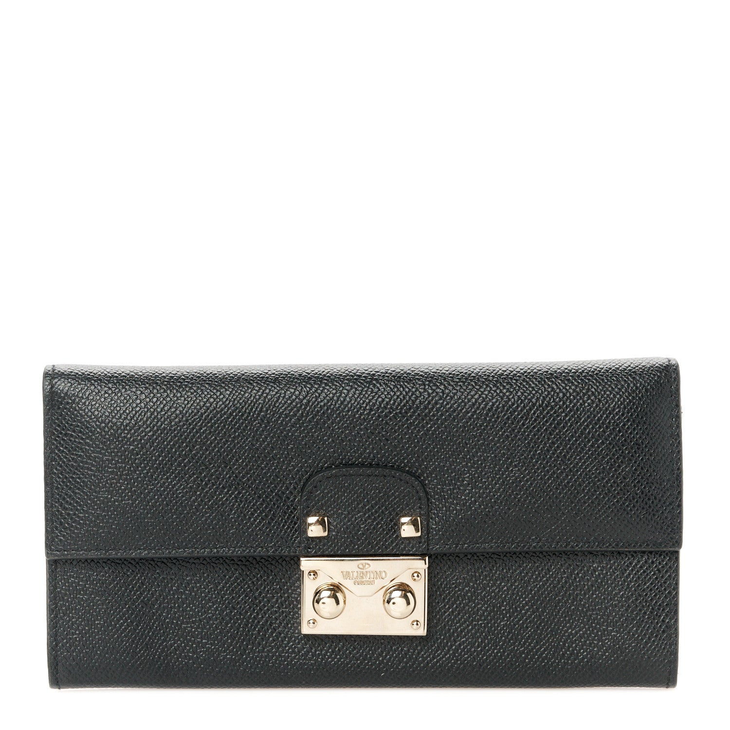 Valentino Garavani Calfskin Continental Flap Wallet Black 1 of 9