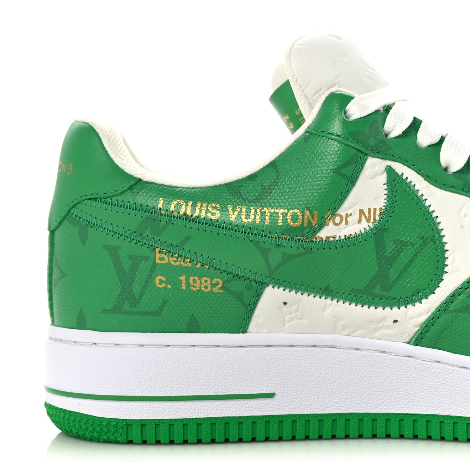 Louis Vuitton X NIKE AIR FORCE 1 Calfskin Monogram Mens Low Top Sneakers 8.5 Green 13 of 14