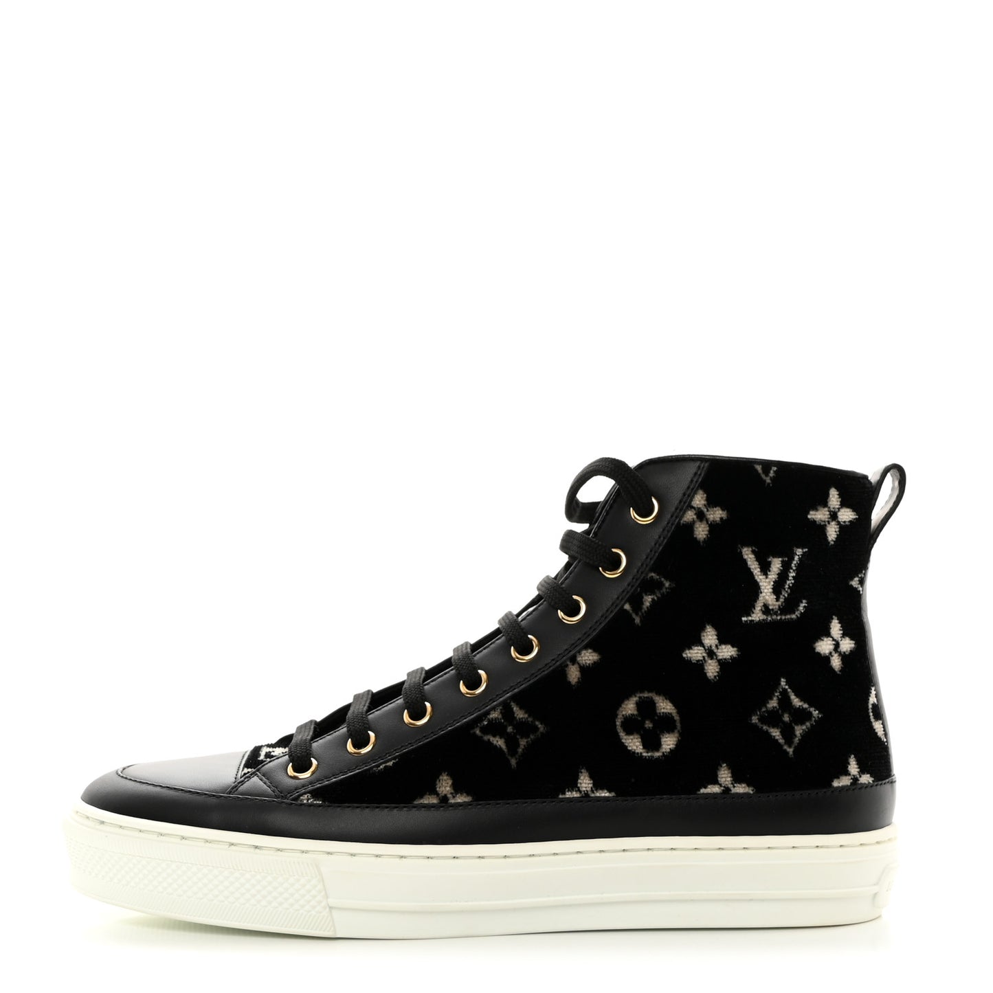 Velvet Monogram Stellar Sneakers 38.5 Black White