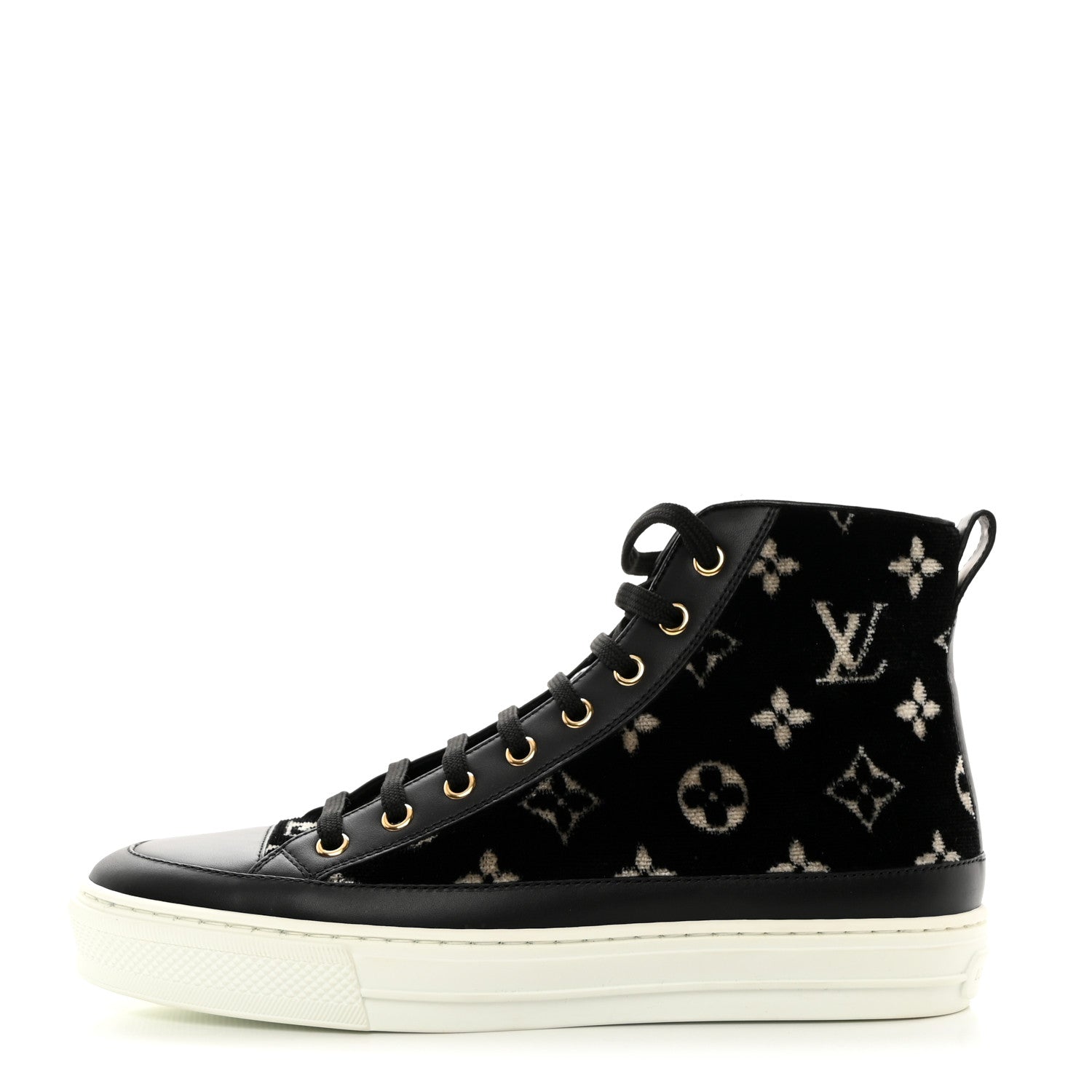 Louis Vuitton Velvet Monogram Stellar Sneakers 38.5 Black White 1 of 9