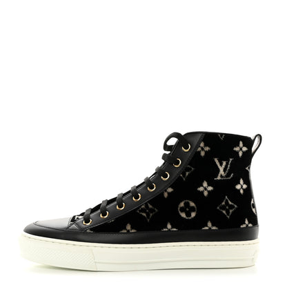 Louis Vuitton Velvet Monogram Stellar Sneakers 38.5 Black White 1 of 9