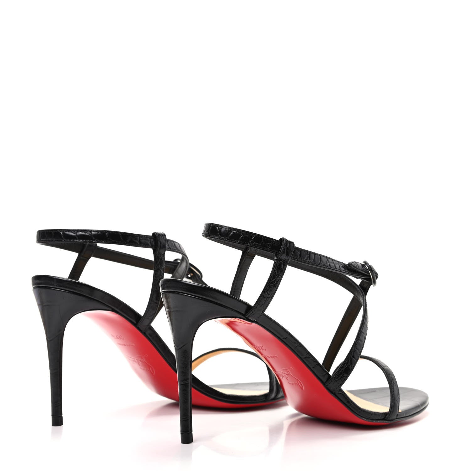 Christian Louboutin Calfskin Alligator Embossed Selima 85 Sandals 39.5 Black 4 of 8