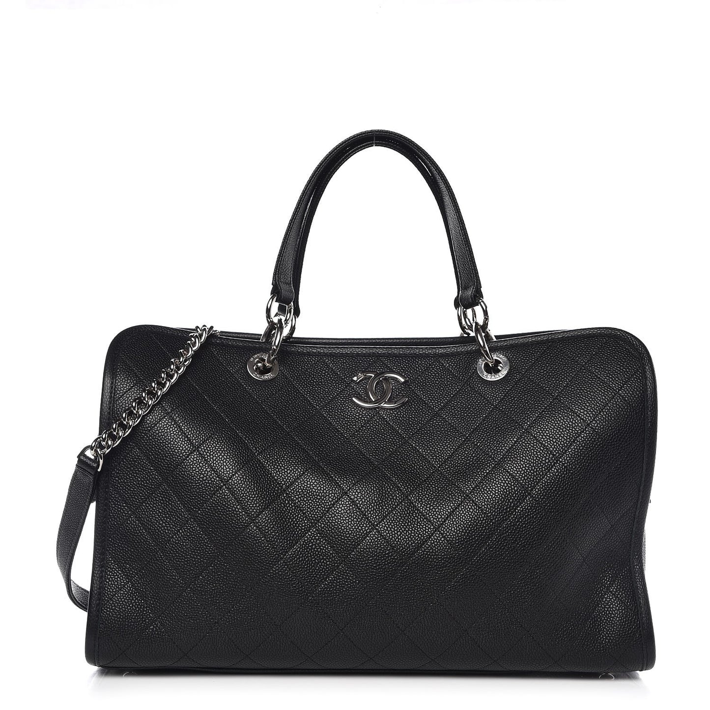 Caviar Stitched Shopping Tote Black
