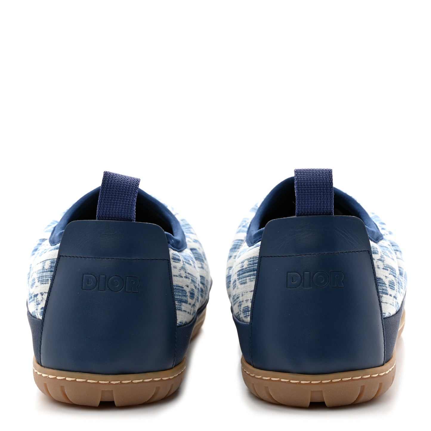 Nylon Oblique Mens Puffy Slippers 41 Blue White