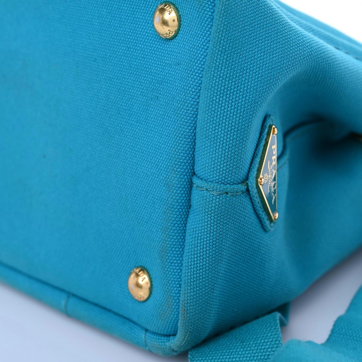 Prada Canapa Small Logo Tote Pavone 16 of 28