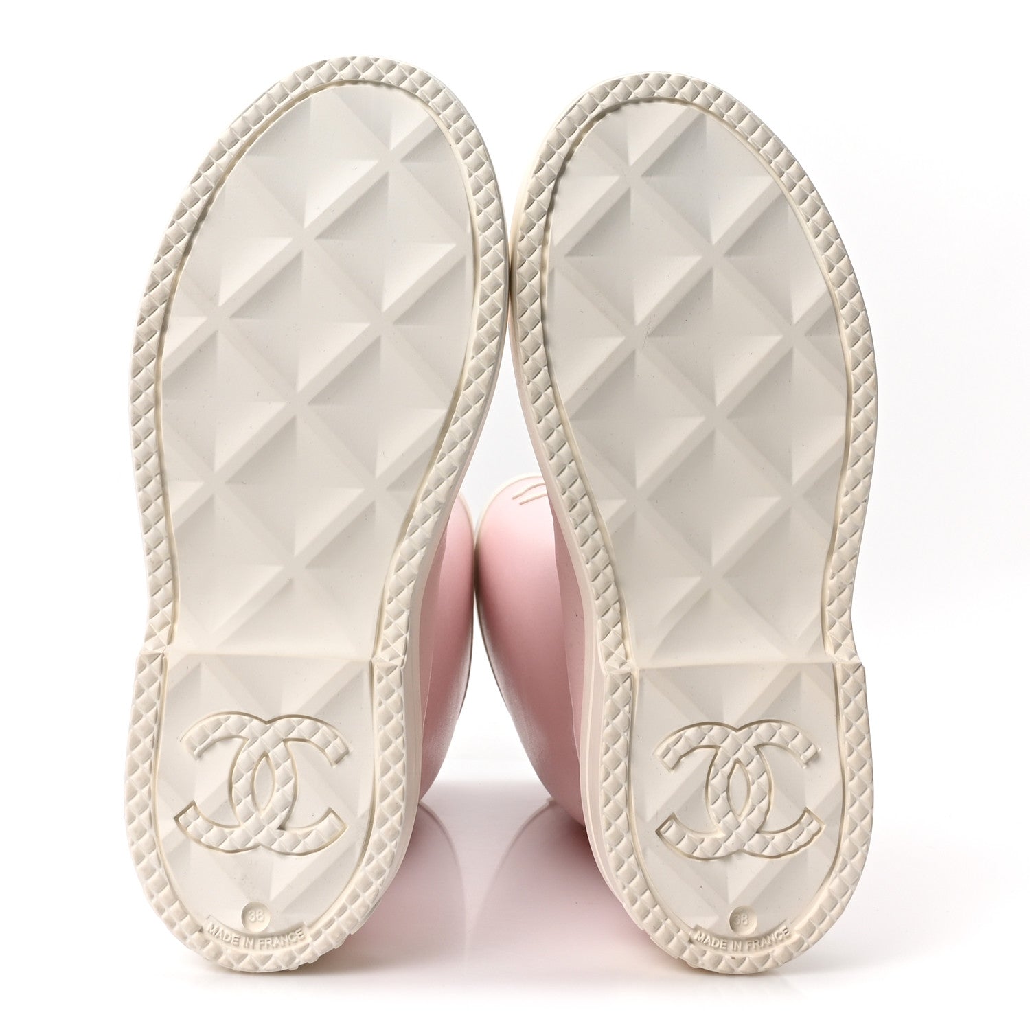 Chanel Caoutchouk CC High Boots 38 Light Pink White 1872029