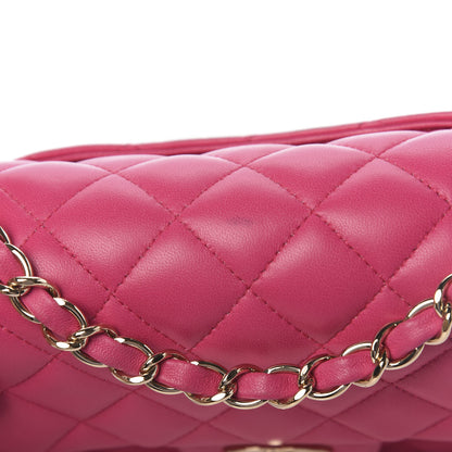 Chanel Lambskin Quilted Mini Rectangular Flap Dark Pink 9 of 19