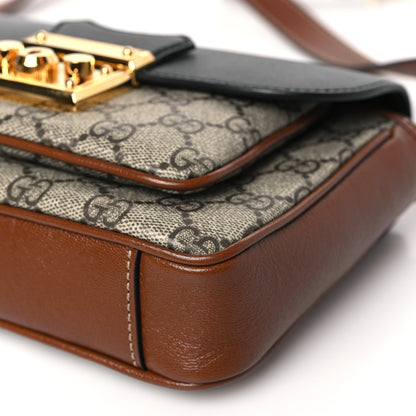 Gucci GG Supreme Monogram New Sakai Lux Calfskin Mini Padlock Flap Pocket Shoulder Bag Beige Ebony Black Cuir 9 of 10