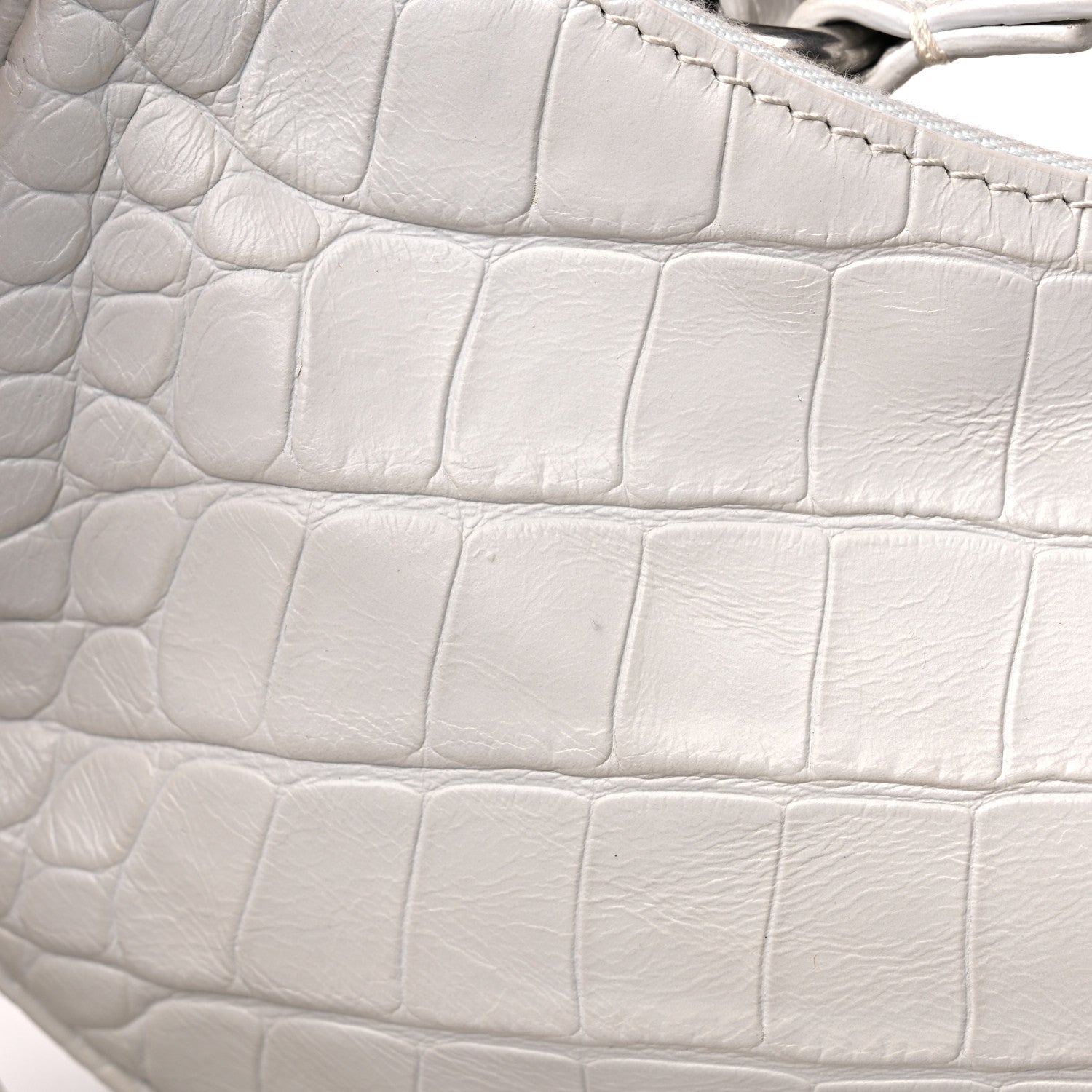 Balenciaga Extra Supple Calfskin Crocodile Embossed Le Cagole Shoulder Bag XS White 11 of 16