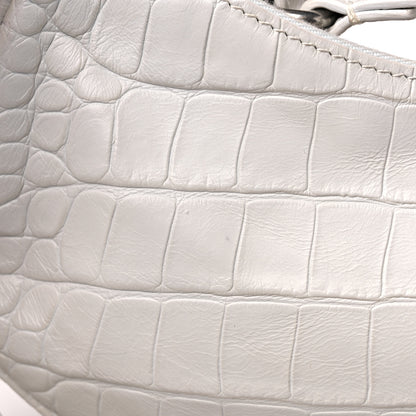 Balenciaga Extra Supple Calfskin Crocodile Embossed Le Cagole Shoulder Bag XS White 11 of 16