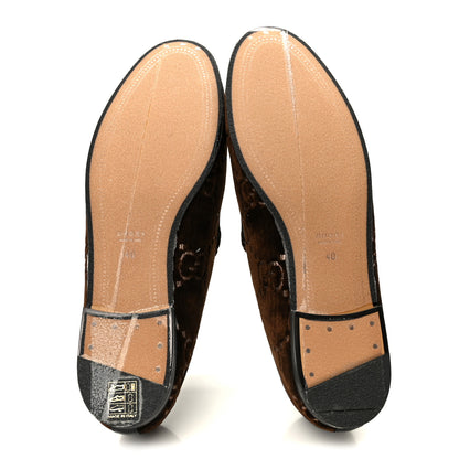 Gucci Velvet GG Monogram Horsebit Womens Jordaan Loafers 40 Brown Black 6 of 10