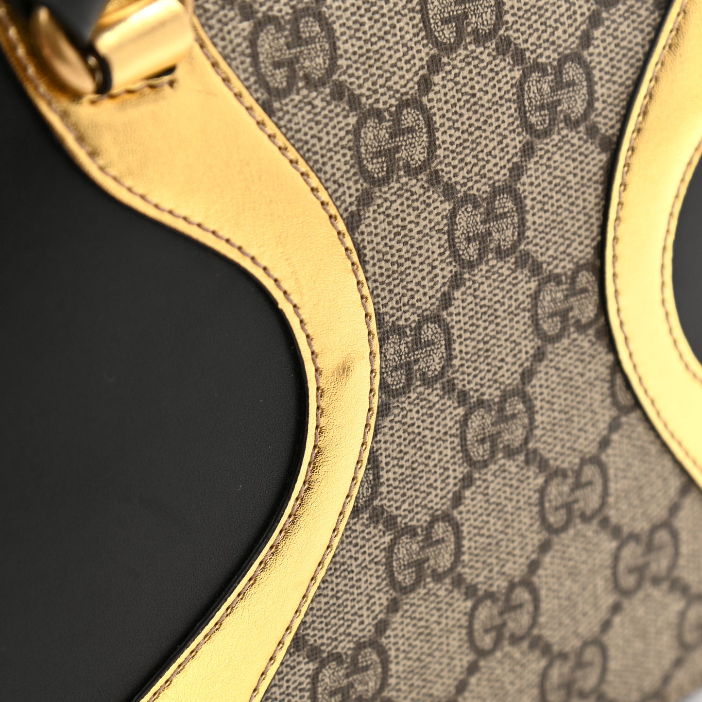 GG Supreme Monogram Small Osiride Shoulder Bag Black Gold