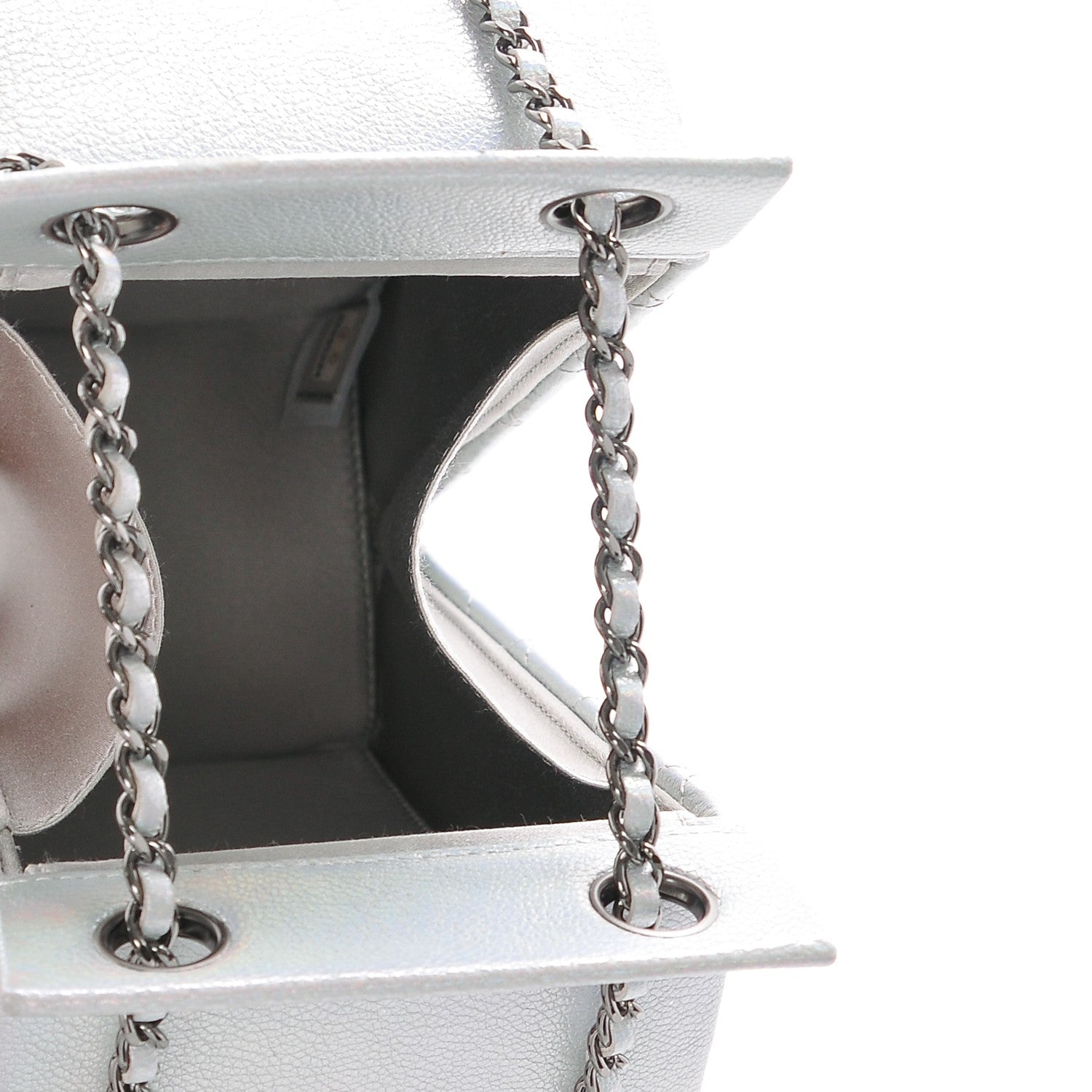 Chanel Metallic Goatskin Lait de Coco Milk Carton Bag Silver 5 of 6