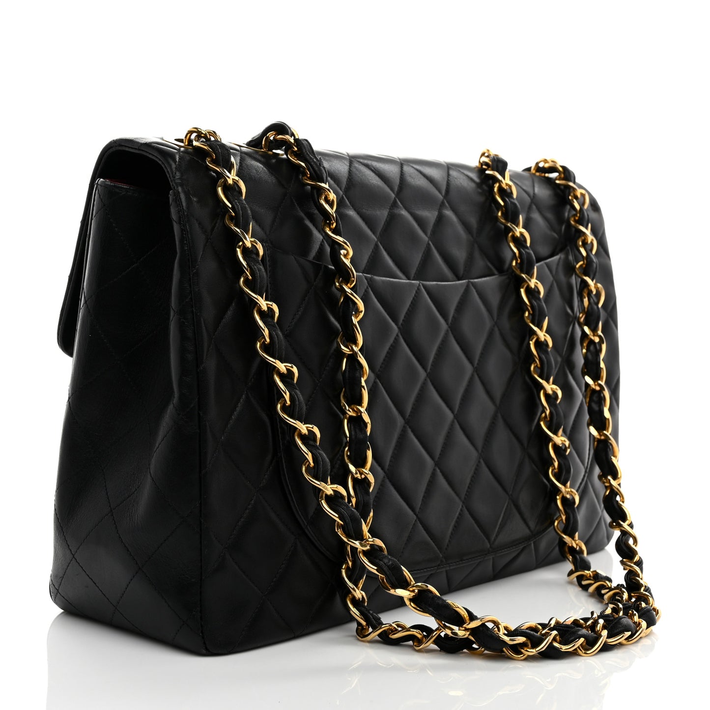 Lambskin Quilted XL Jumbo Single Flap Black