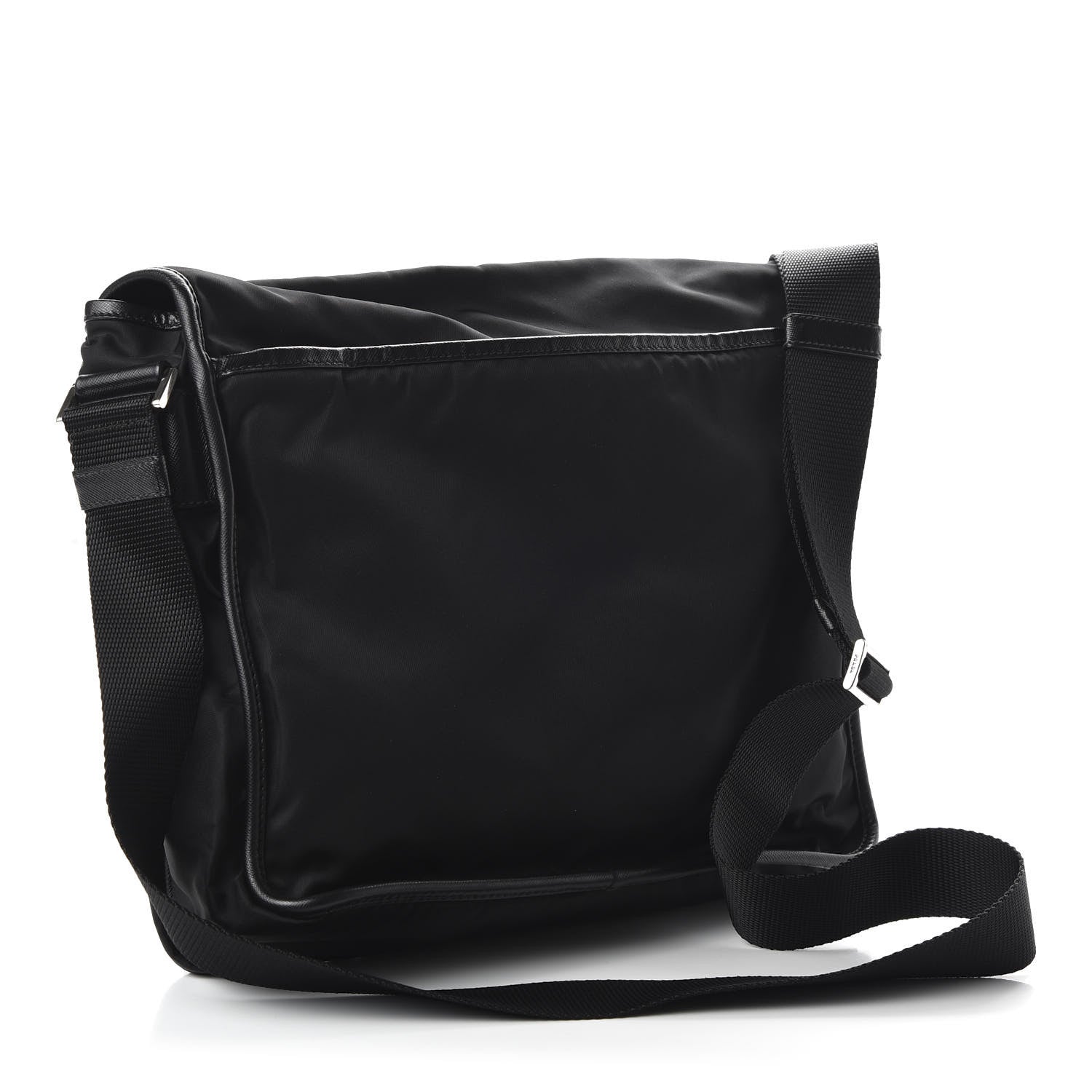 Prada Tessuto Nylon Saffiano Messenger Satchel Black 2 of 8