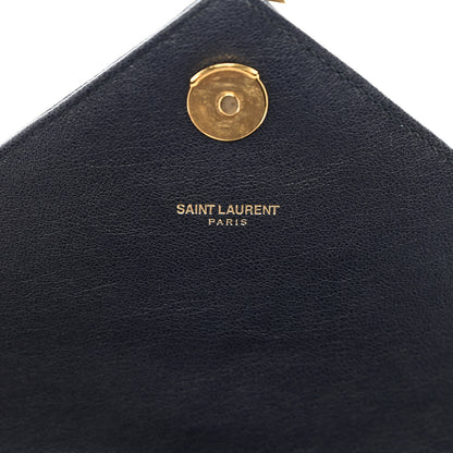 Saint Laurent Sheepskin Matelasse Chevron Monogram Medium College Bag Deep Marine 8 of 12