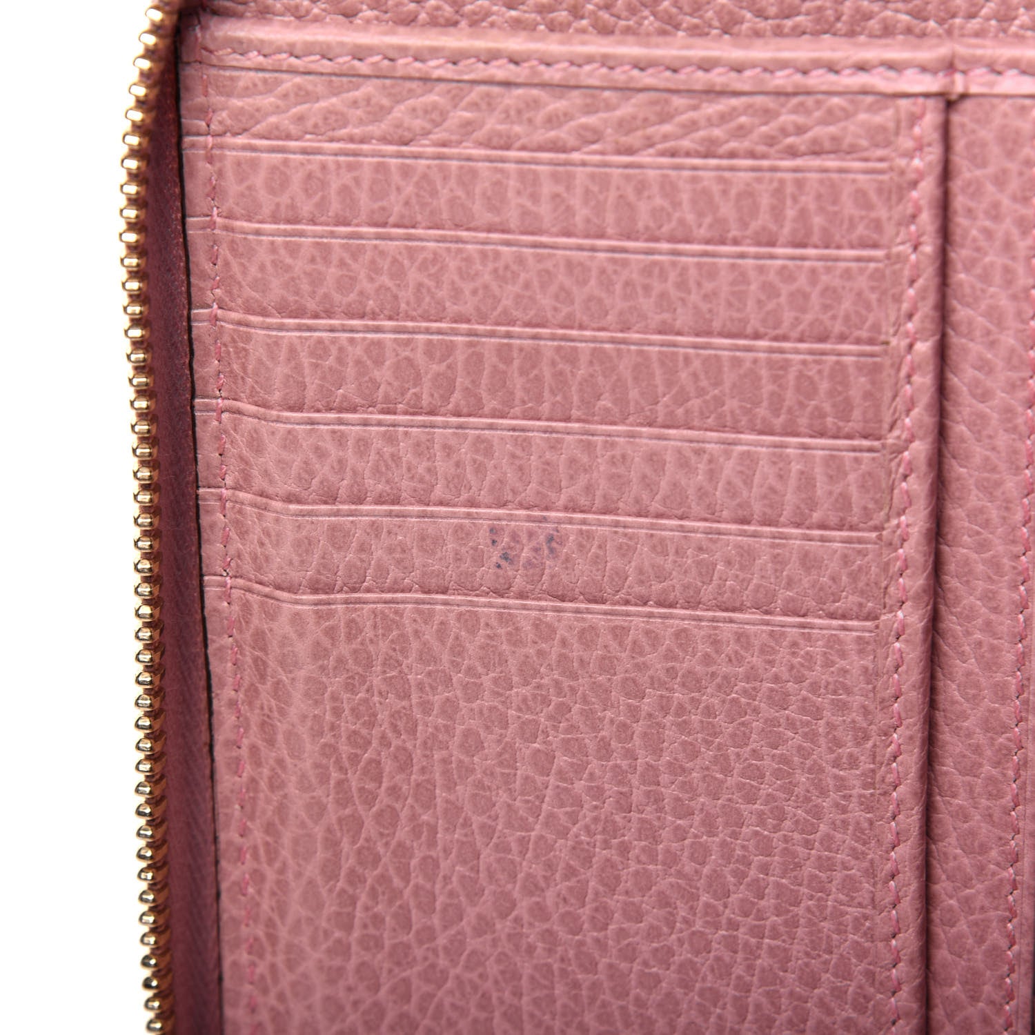 Gucci Monogram Dollar Calfskin Zip Around Compact Wallet Beige Ebony Soft Pink 7 of 17