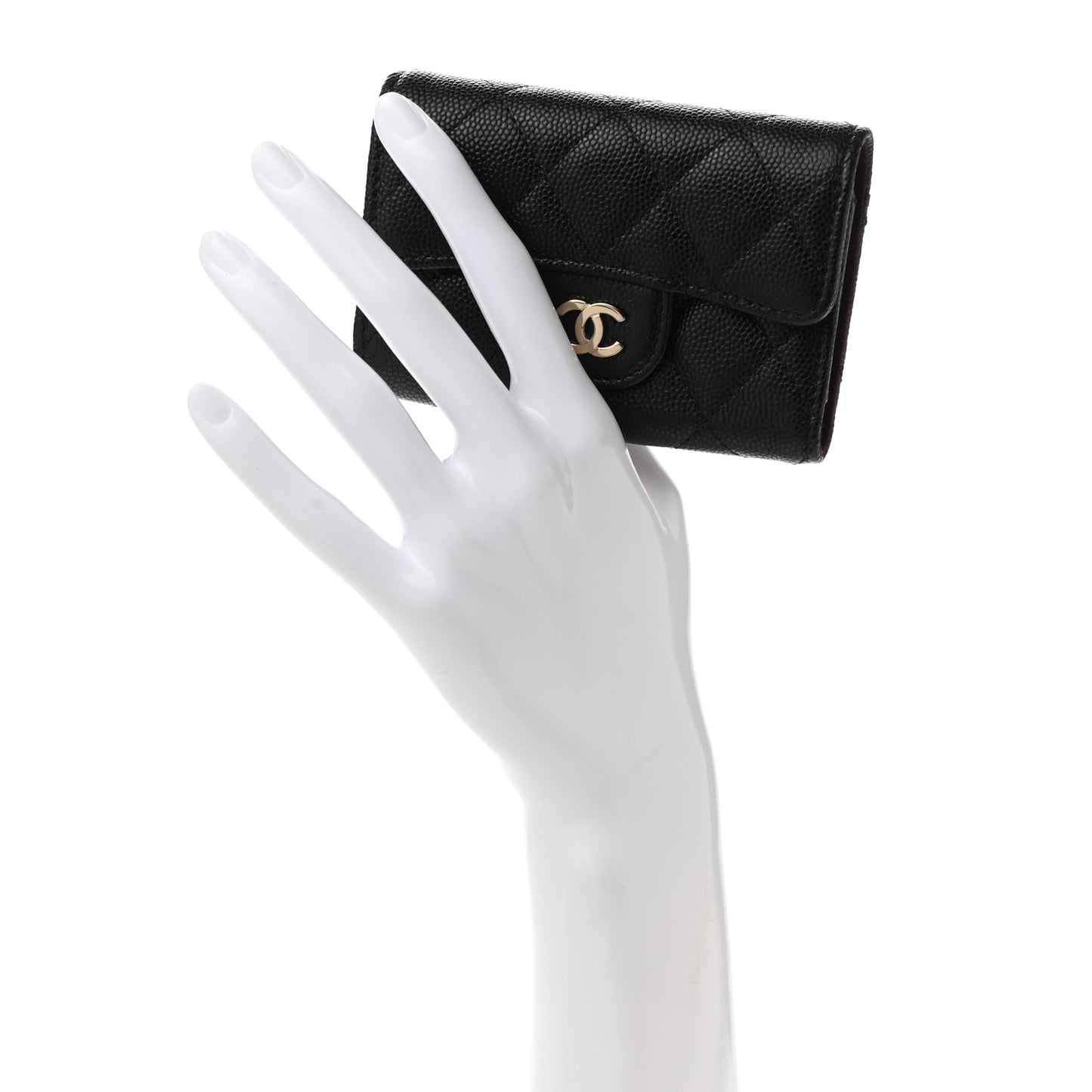 Caviar Quilted Classic 4 Key Holder Wallet Black