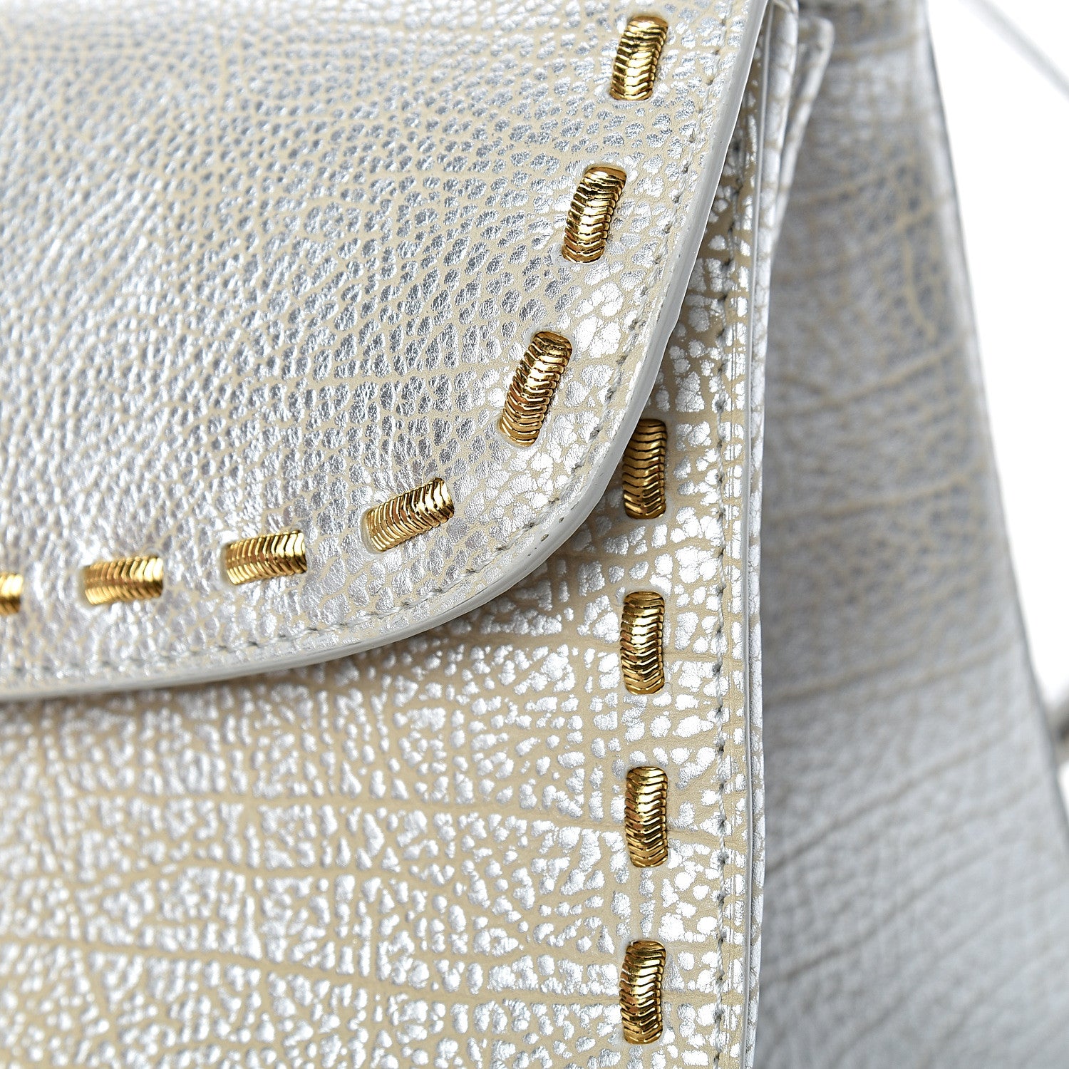 Delvaux Metallic Crispy Calfskin MM Brillant Satchel Antique Silver 10 of 10