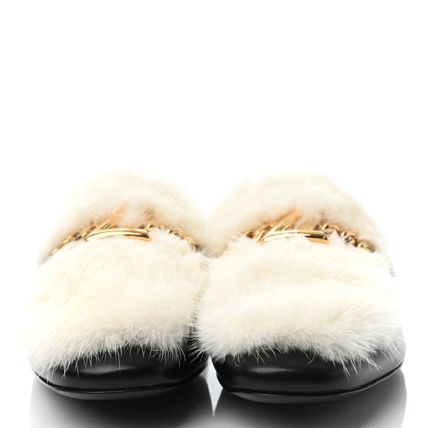 Calfskin Mink Upper Case Flat Loafer 39 Black