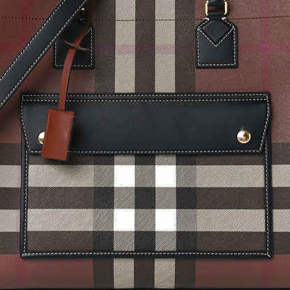 Burberry E-Canvas Check Calfskin Medium Freya Tote Dark Birch Brown 10 of 13