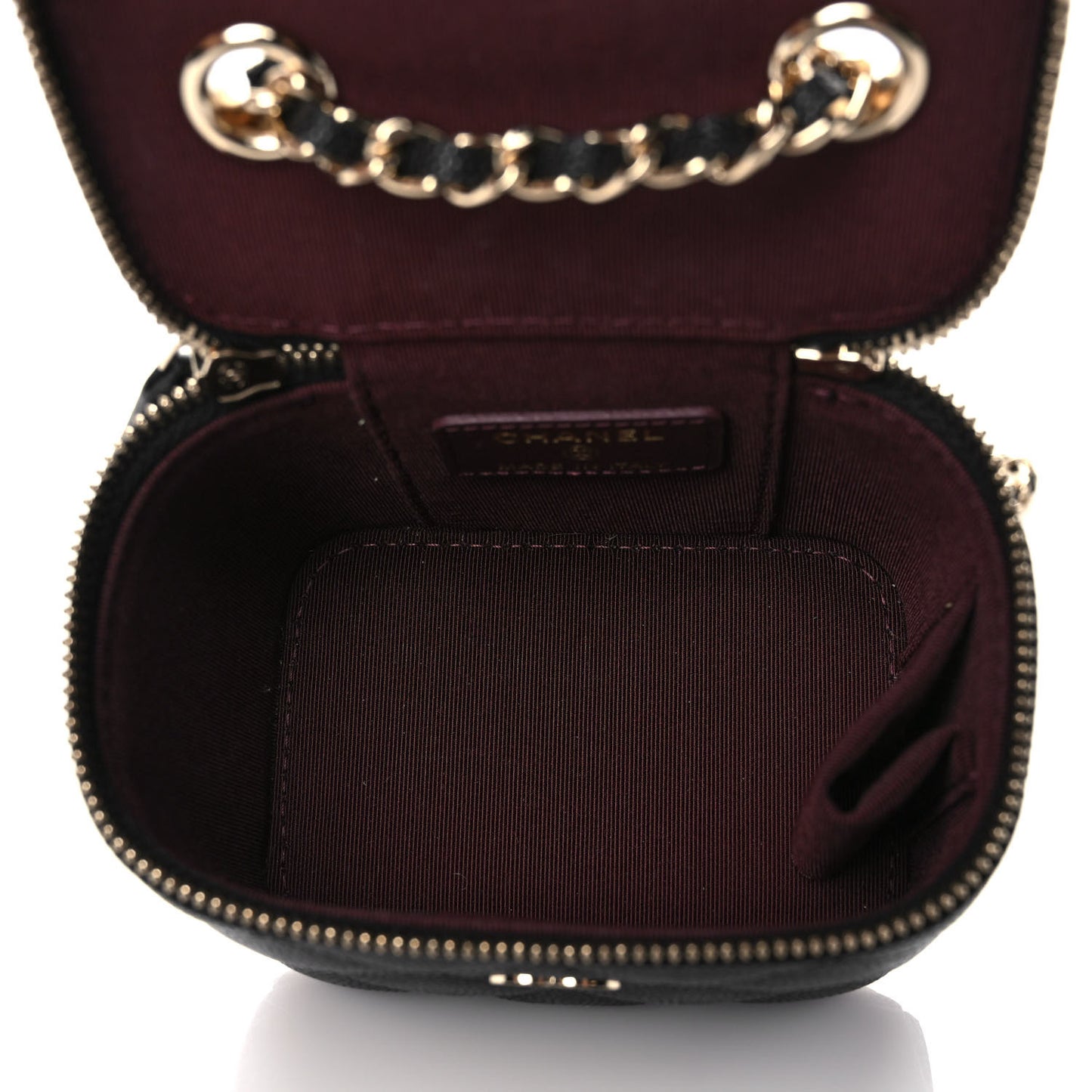 Caviar Quilted Mini Vanity Case With Chain Black