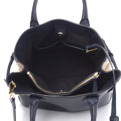 Burberry Grainy Calfskin House Check Medium Banner Tote Ink Blue 6 of 20