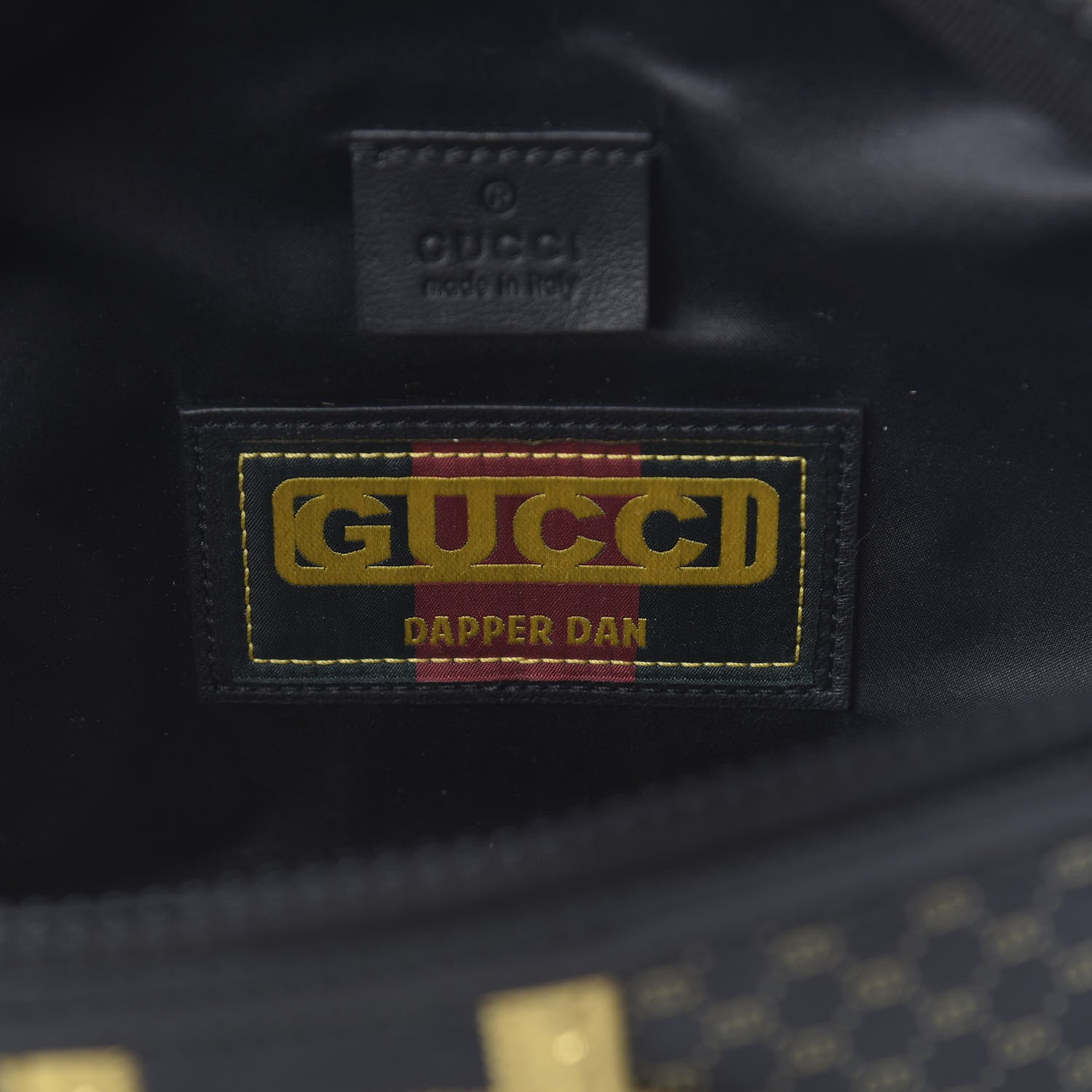 Gucci X DAPPER DAN Calfskin Laminated Ayers GG Micro Monogram Belt Bag Black 9 of 11