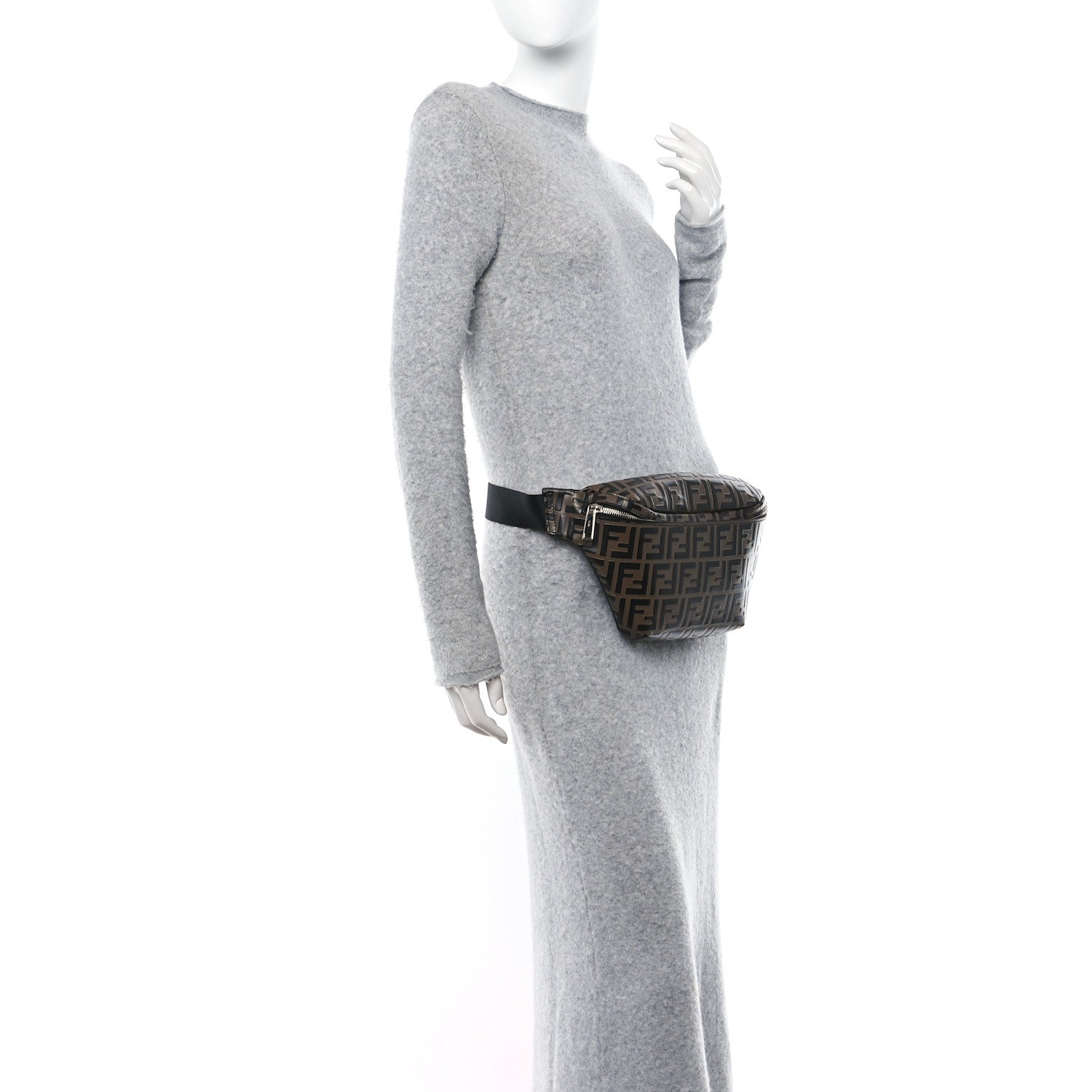 Fendi Vitello Century Bi-Color FF 1974 Embossed Belt Bag Maya Black 3 of 10
