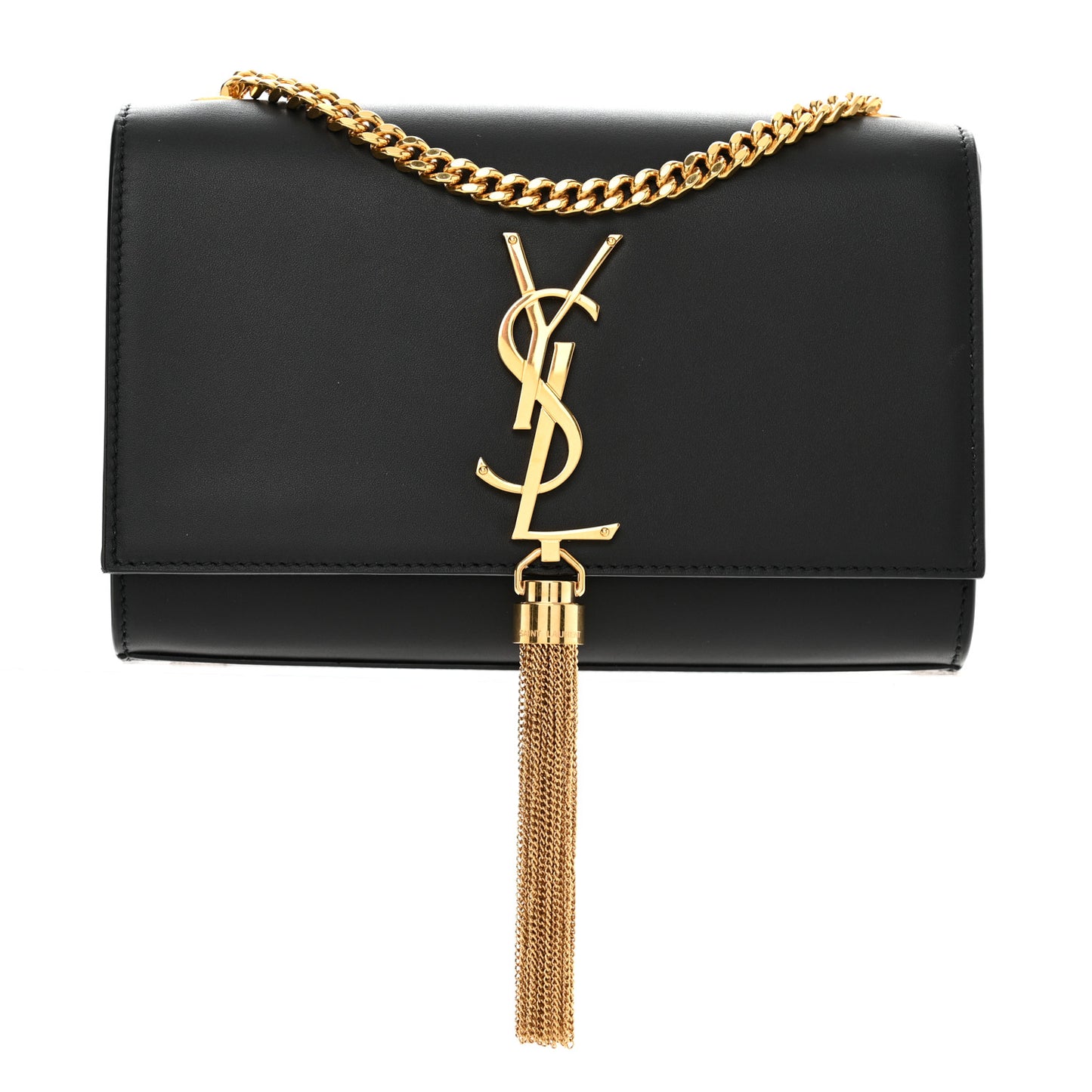 Smooth Calfskin Small Classic Monogram Kate Tassel Chain Wallet Black