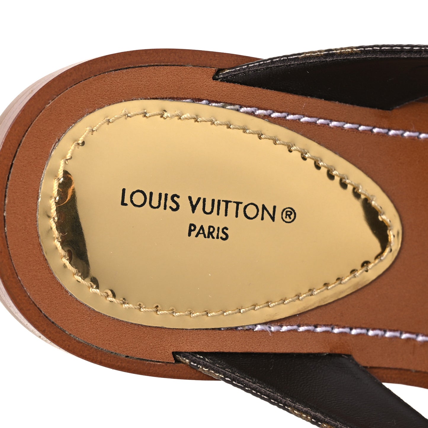 Monogram Sunny Flat Thong Sandals 36 Brown