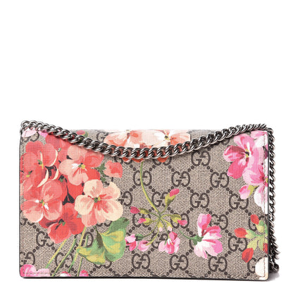 Gucci GG Supreme Monogram Blooms Chain Wallet Beige Multicolor Dry Rose 1 of 11