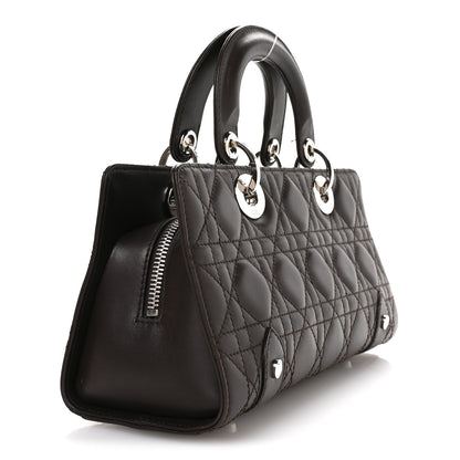 Christian Dior Lambskin Cannage Stitched Small East West Lady Dior Marron Fonce 3 of 11