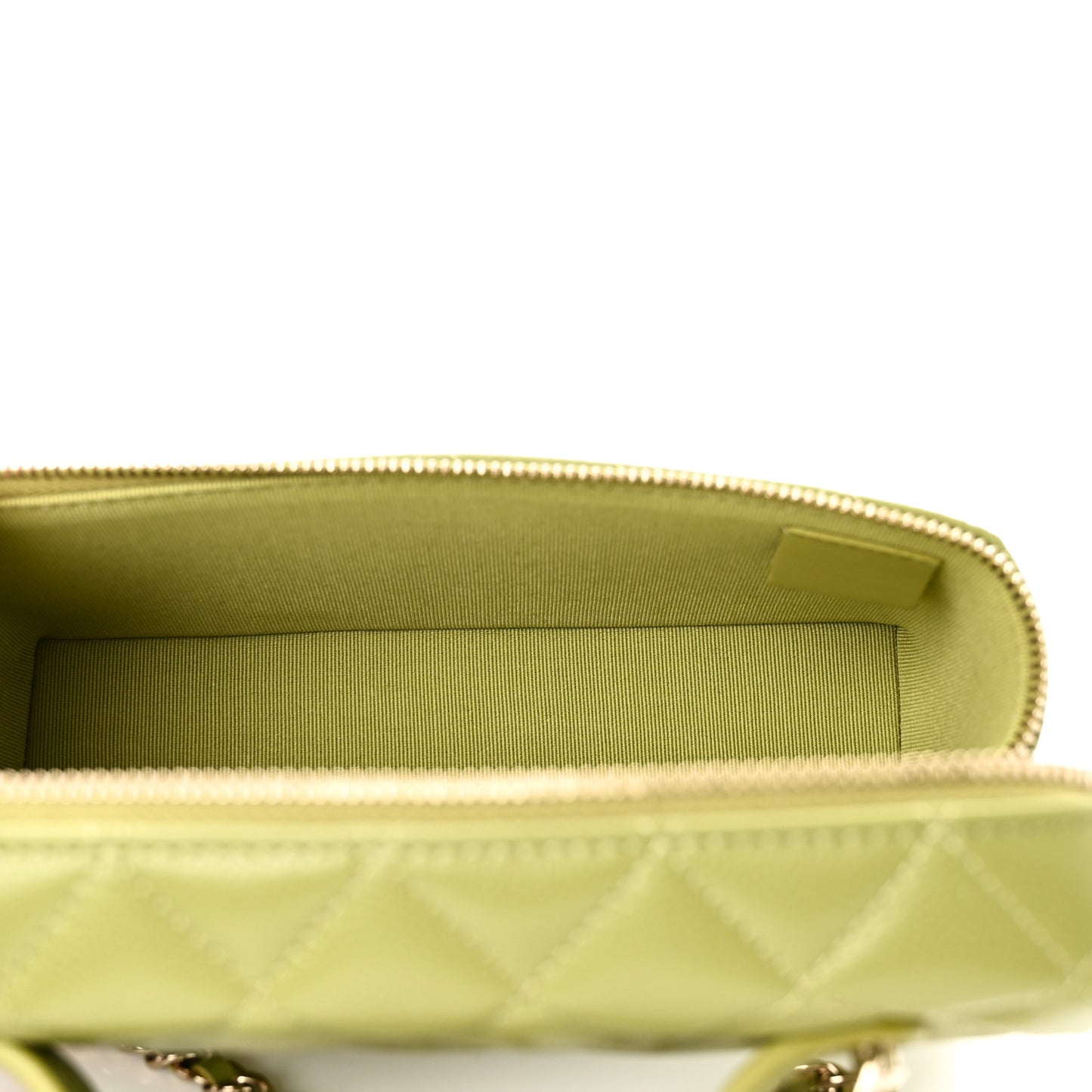 Caviar Quilted Top Handle Slim Vanity With Chain Khaki