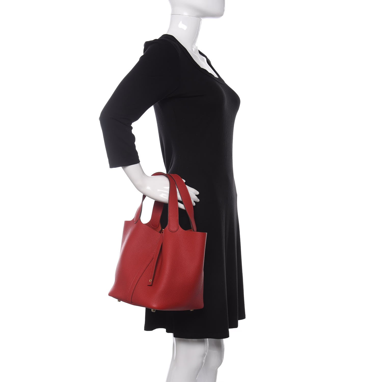 Hermes Taurillon Clemence Picotin Lock 22 MM Rouge De Coeur 2 of 9