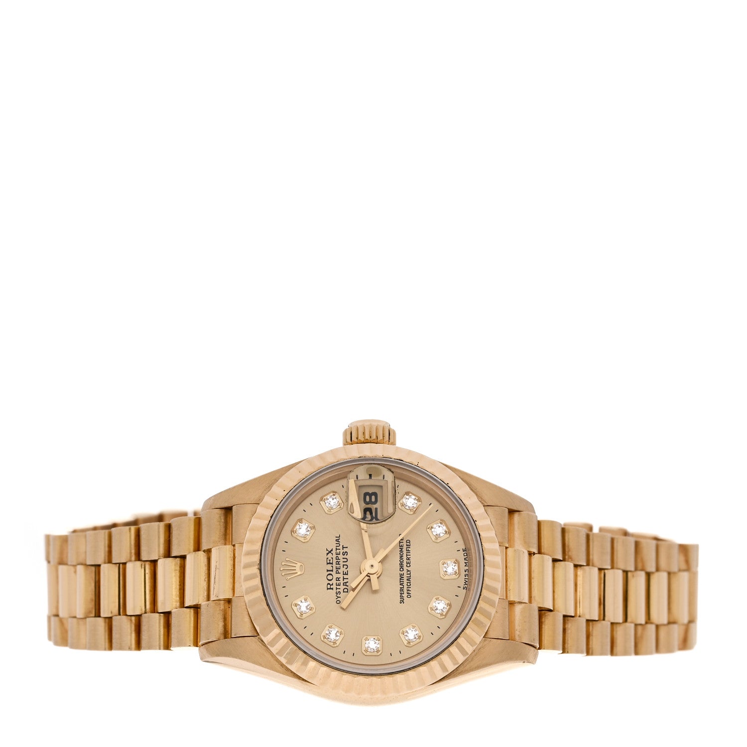 Rolex 18K Yellow Gold Diamond 26mm Datejust President Watch Champagne 69178 2 of 4