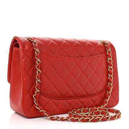 Chanel Pearly Caviar Quilted Jumbo Double Flap Orange 3 of 11