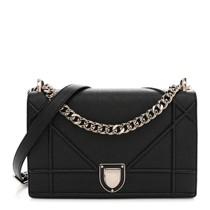 Christian Dior Grained Calfskin Medium Diorama Flap Bag Black 1 of 12