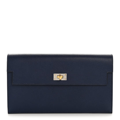 Hermes Chevre Chamkila Kelly Pocket Long Wallet Bleu Indigo 1 of 8