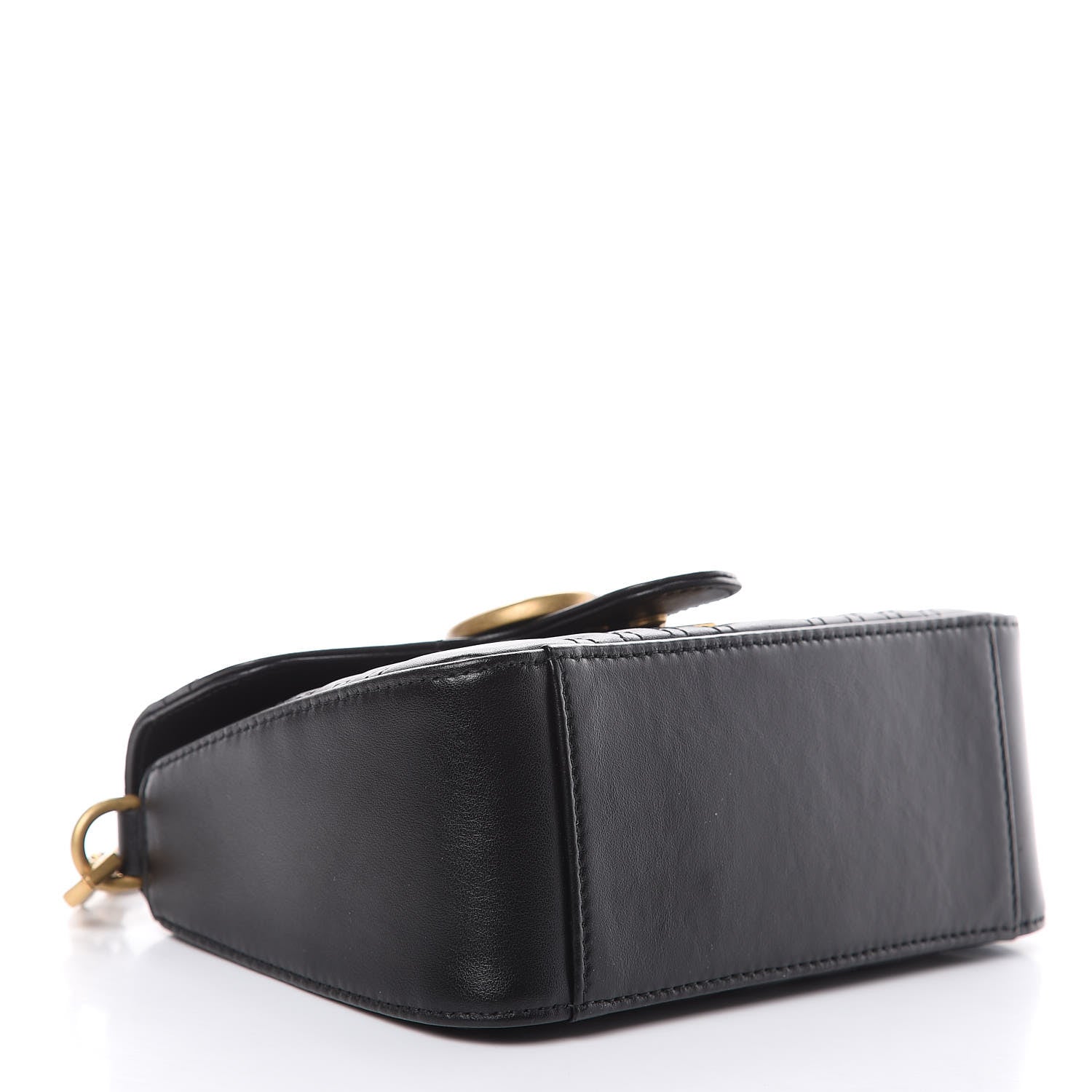 Gucci Calfskin Matelasse Mini GG Marmont Top Handle Shoulder Bag Black 4 of 9