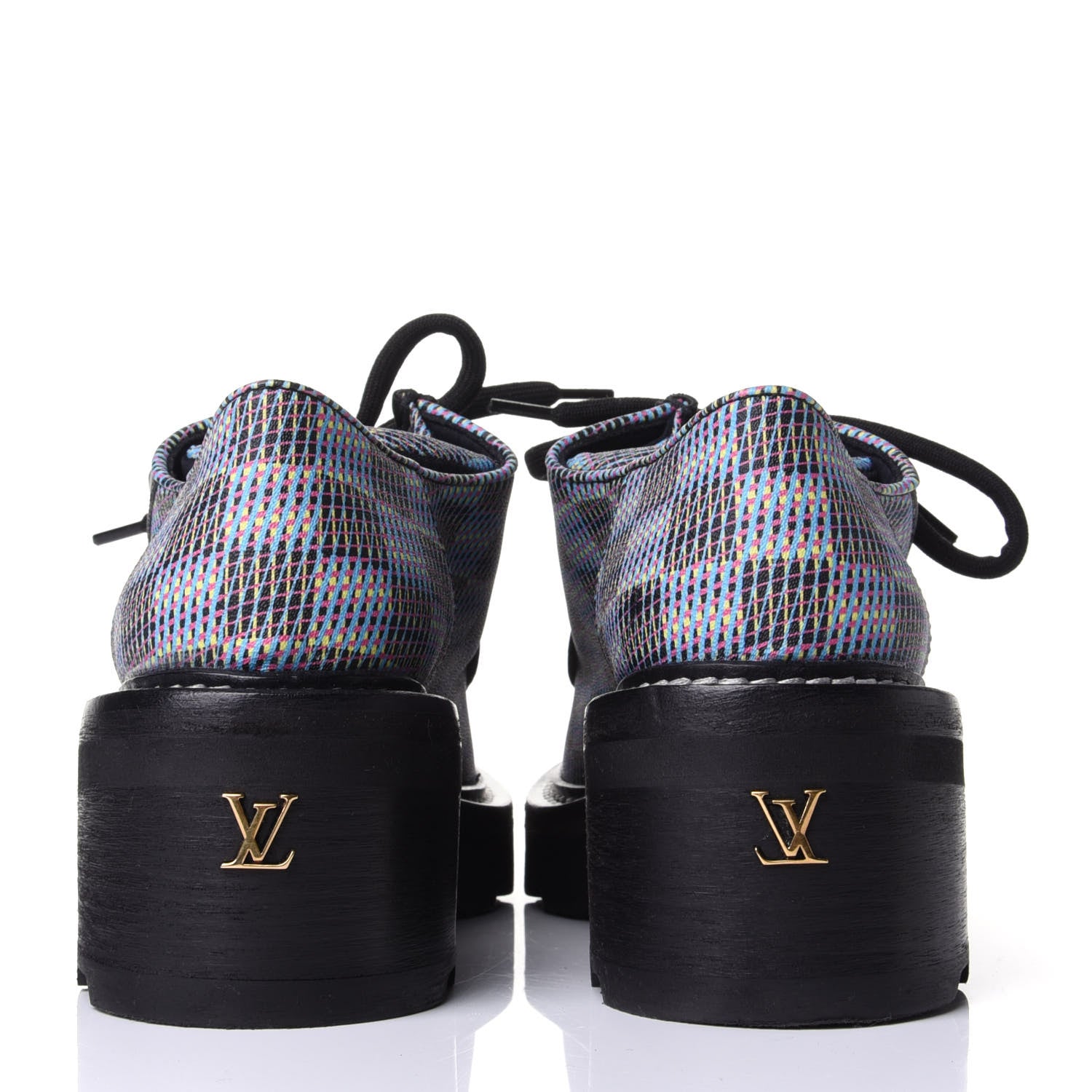 Louis Vuitton Damier LV Pop Beaubourg Platform Derby Shoes 36 Blue 3 of 4