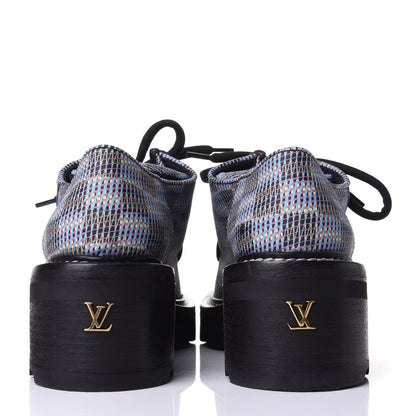 Louis Vuitton Damier LV Pop Beaubourg Platform Derby Shoes 36 Blue 3 of 4