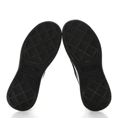 Chanel Suede Calfskin Nylon Grosgrain CC Sneakers 37.5 Black 5 of 12