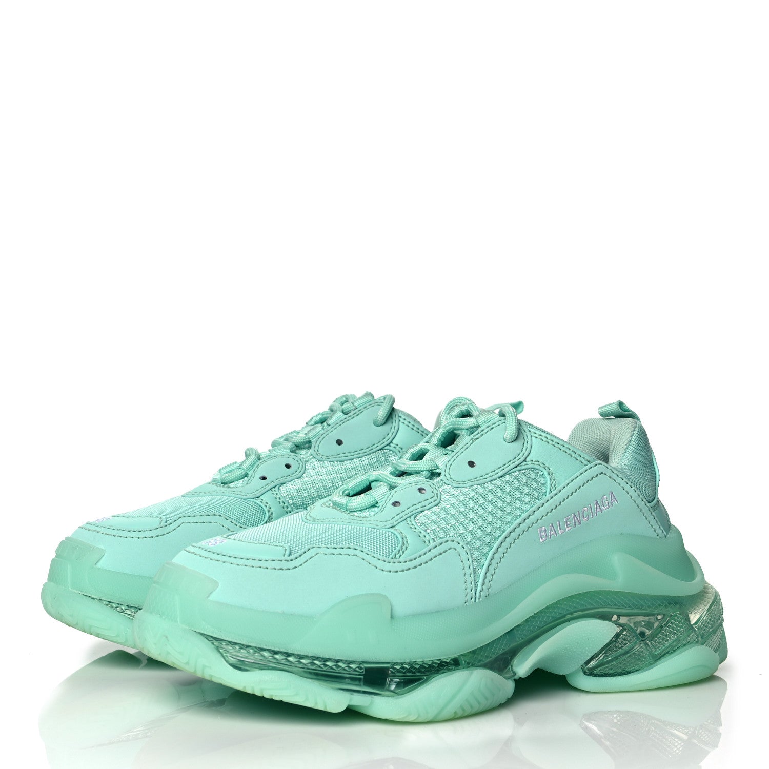Balenciaga Fabric Mesh Clear Sole Womens Triple S Sneakers 38 Mint 2 of 7