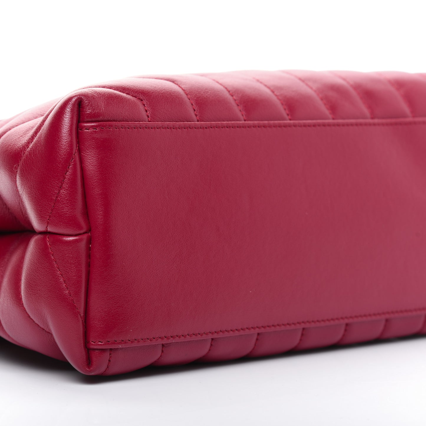 Calfskin Y Quilted Monogram Medium Loulou Chain Satchel Lipstick Red