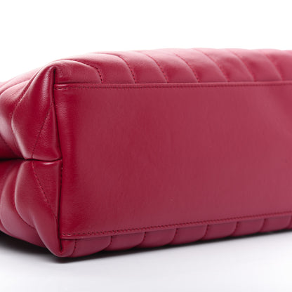 Saint Laurent Calfskin Y Quilted Monogram Medium Loulou Chain Satchel Lipstick Red 7 of 20