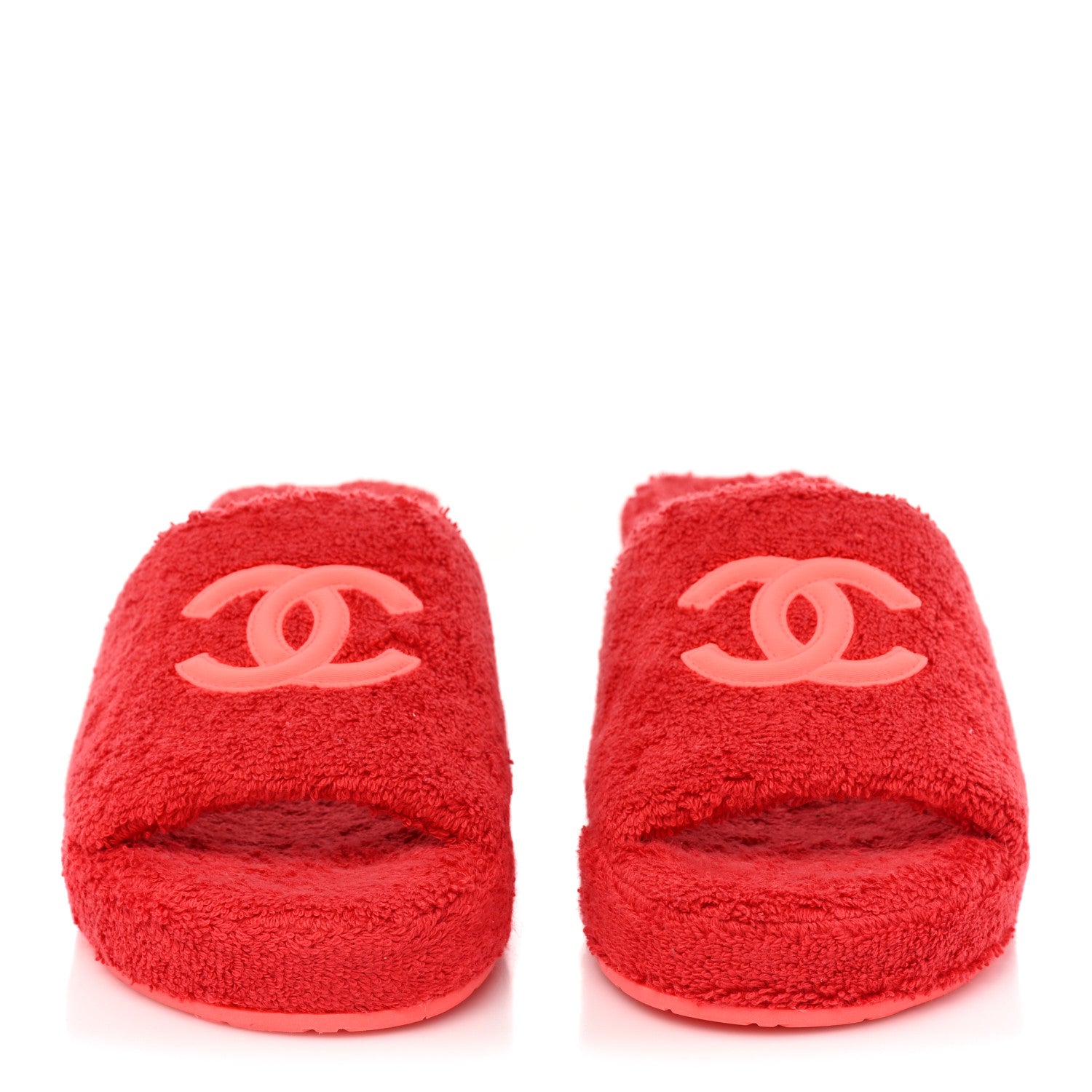 Chanel Terry CC Flat Mules Sandals 39 Dark Red Orange 2 of 8