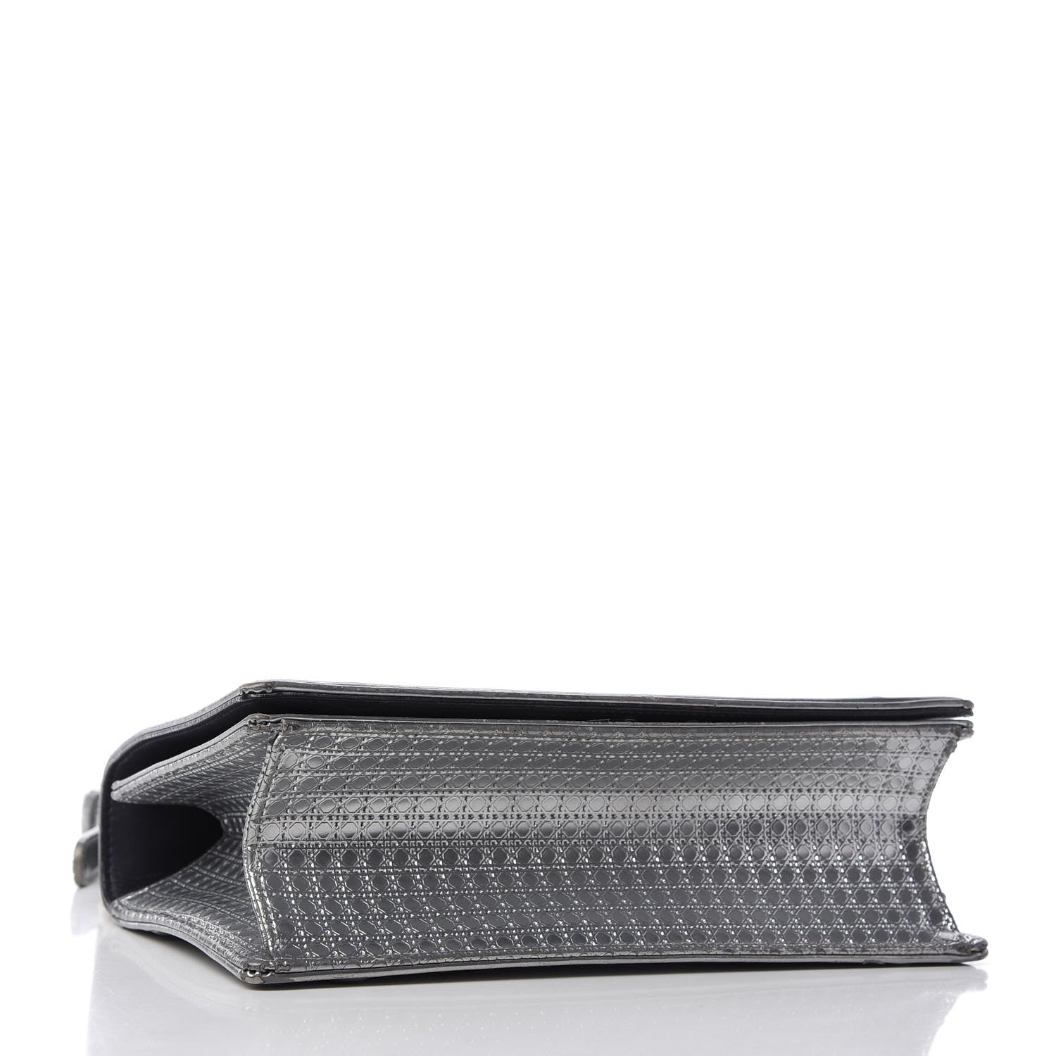 Christian Dior Metallic Patent Micro-Cannage Medium Diorama Flap Bag Silver 4 of 10