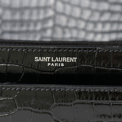 Saint Laurent Calfskin Crocodile Embossed Large Monogram Sunset Black 6 of 8